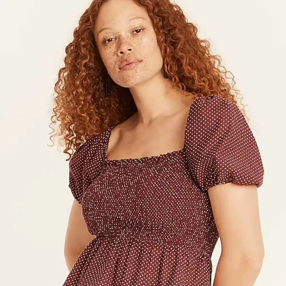 J. Crew Squareneck smocked blouse Size Medium